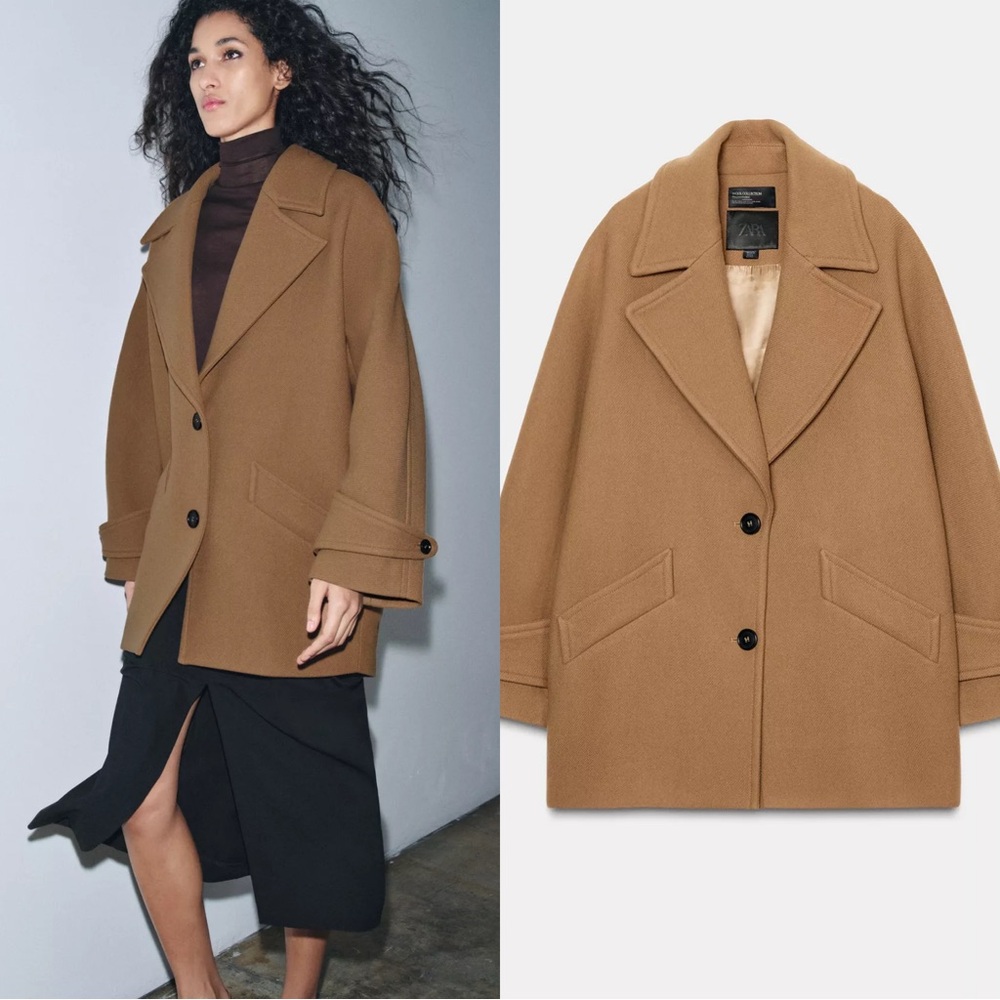Zara Oversized Wool Blend Coat ZW Collection